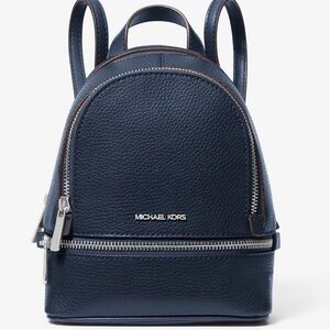 Michael Kors Rhea Extra-Small Printed Signature Logo Backpack Navy Blue